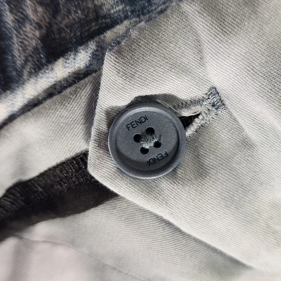 Fendi FF Logo Linen Shorts Mens Bermuda Blue White IT 52 FB0821 AR62 - Picture 6 of 15